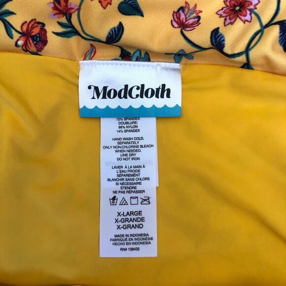 ModCloth NIP Sara Retro Charm Yellow Print High-Waisted Bikini Bottom Size XL - Picture 9 of 14
